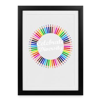 diversité stylos colorés cercle tolérant nonb - Affiche encadrée (27 × 37 cm) - noir - Devant