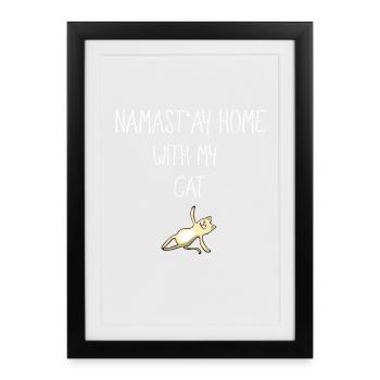 yoga namaste sport spruch cat süß stay Comic Video - Framed poster (27 × 37 cm) - black - Front