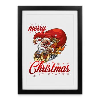 joyeux noël réglage père - Affiche encadrée (27 × 37 cm) - noir - Devant