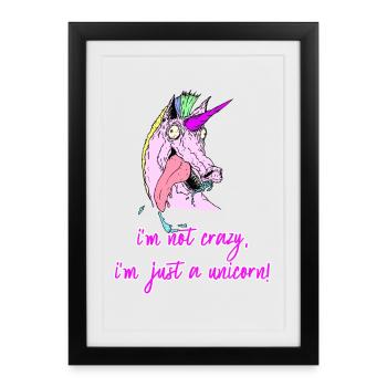 crazy unicorn crazy unicorn - Framed poster (27 × 37 cm) - black - Front