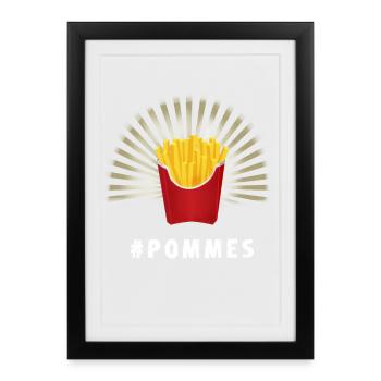 French fries fries fast food eating love - Framed poster (27 × 37 cm) - black - Front
