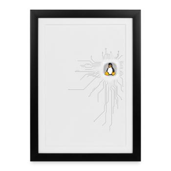 board Penguin Core Heart Computer pc Nerd program - Framed poster (27 × 37 cm) - black - Front