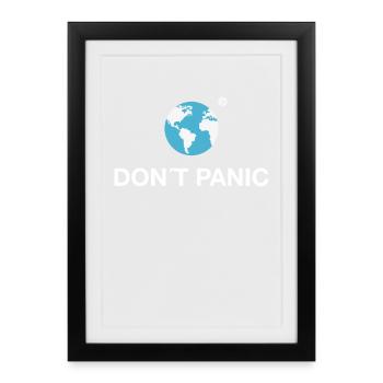 dont panic Earth planet hitchhiker's galaxy climate wall - Framed poster (27 × 37 cm) - black - Front