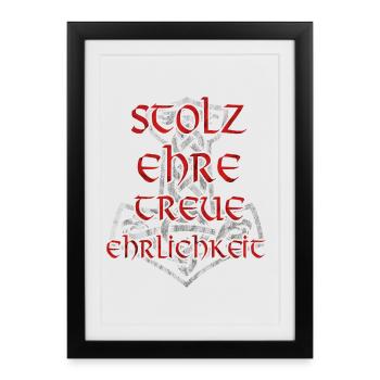 fier honneur honnêteté loyale T-shirt à capuche conception - Affiche encadrée (27 × 37 cm) - noir - Devant