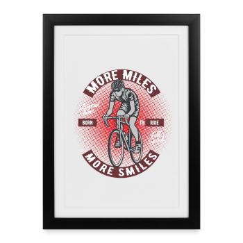 Faire du vélo plus de kilomètres plus de sourires - Affiche encadrée (27 × 37 cm) - noir - Devant