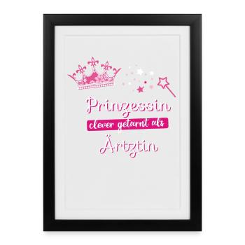 Ärztin Prinzessin Beruf Frau fee Krone beste mama - Gerahmtes Poster (27 × 37 cm) - Schwarz - Vorne