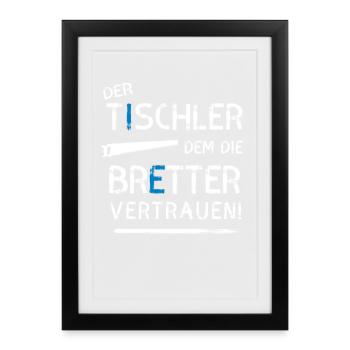 Tischler Bretter Beruf zimmermann holzwurm Holz ba - Gerahmtes Poster (27 × 37 cm) - Schwarz - Vorne