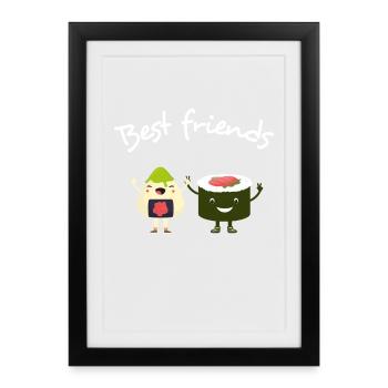 Meilleurs amis : Sushi & Avocat école de garderie au Japon - Affiche encadrée (27 × 37 cm) - noir - Devant