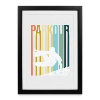 Parkour Retro - Framed poster (27 × 37 cm) - black - Front