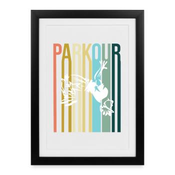 Parkour Rétro - Affiche encadrée (27 × 37 cm) - noir - Devant