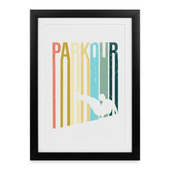 Parkour Rétro - Affiche encadrée (27 × 37 cm) - noir - Devant