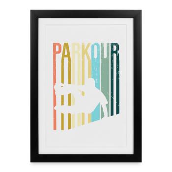 Parkour Rétro - Affiche encadrée (27 × 37 cm) - noir - Devant
