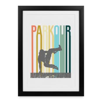Parkour Rétro - Affiche encadrée (27 × 37 cm) - noir - Devant