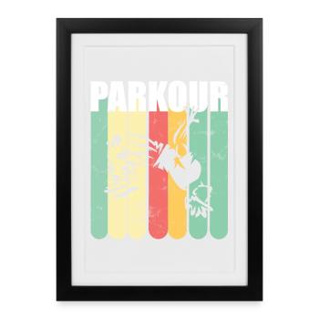 Parkour Retro - Framed poster (27 × 37 cm) - black - Front