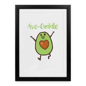 Avocado cuddling Valentine's Day cuddling love heart - Framed poster (27 × 37 cm) - black - Front