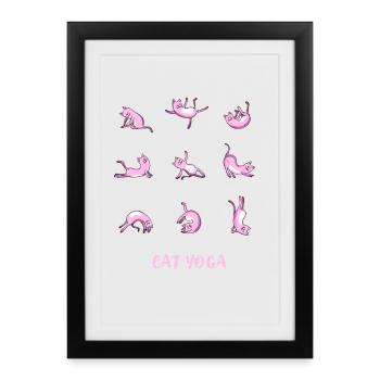 yoga cats pink sport spiritual namaste humor om - Framed poster (27 × 37 cm) - black - Front