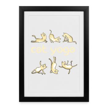 yoga Katzen kitkat kitty yogi fun Meditation gym l - Gerahmtes Poster (27 × 37 cm) - Schwarz - Vorne