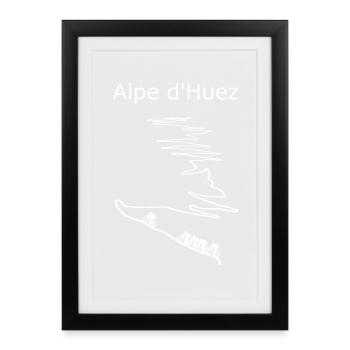 Motif de randonnée à l’Alpe d’Huez avec panorama de montagnes - Affiche encadrée (27 × 37 cm) - noir - Devant