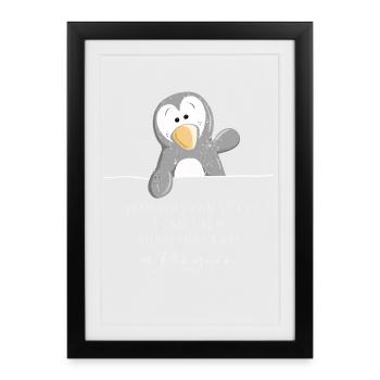 Penguins can not fly - penguin - penguins - Framed poster (27 × 37 cm) - black - Front