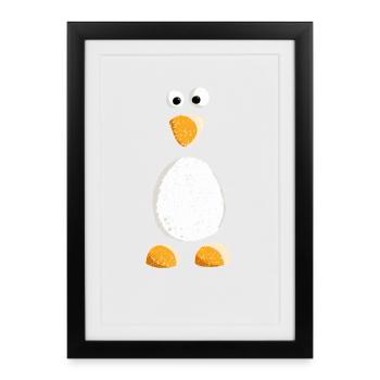 Petit pingouin doux avec style vintage - Affiche encadrée (27 × 37 cm) - noir - Devant
