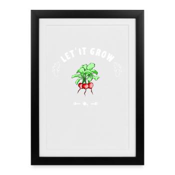 Laissez-la pousser Plante de radis Marché fermier biologique - Affiche encadrée (27 × 37 cm) - noir - Devant