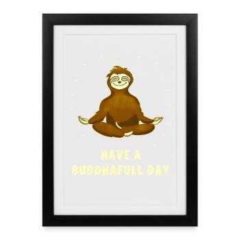 sloth buddha om meditation namaste chill slow - Framed poster (27 × 37 cm) - black - Front