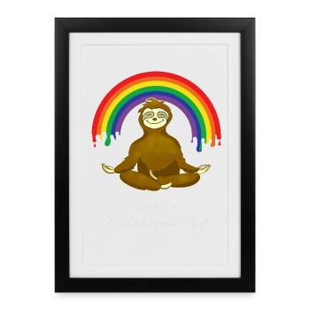 paresse bouddha om yoga méditation chill cool bu - Affiche encadrée (27 × 37 cm) - noir - Devant