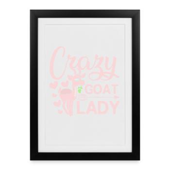 Crazy goat lady - Framed poster (27 × 37 cm) - black - Front