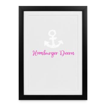 hamburger deern ancre lac port fille fille mer - Affiche encadrée (27 × 37 cm) - noir - Devant