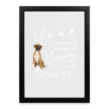Boxer Dog Heart As Big As A Boxers - Framed poster (27 × 37 cm) - black - Front