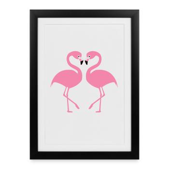 flamingos - Framed poster (27 × 37 cm) - black - Front