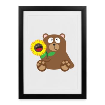 33 bear sunflower - Framed poster (27 × 37 cm) - black - Front