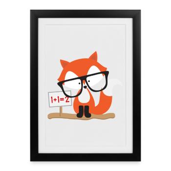 Motif des enfants: renard intelligent calcule - Affiche encadrée (27 × 37 cm) - noir - Devant