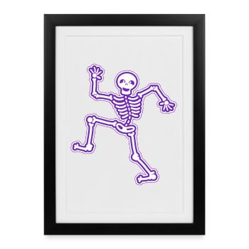 Children's motifs dancing skeleton children's shirt bones - Framed poster (27 × 37 cm) - black - Front