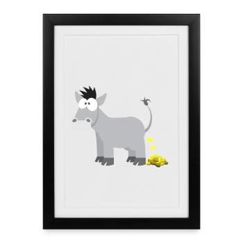 Motif pour enfants âne âne chemise animale idée cadeau âne d'or - Affiche encadrée (27 × 37 cm) - noir - Devant