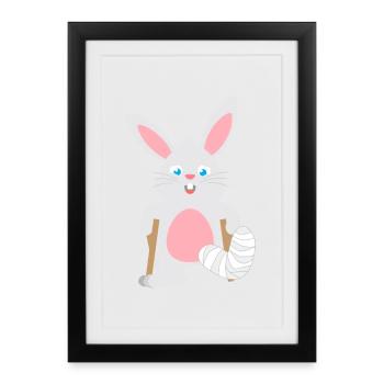 Chemise enfant Lapin à la jambe de gypse Animal Hare - Affiche encadrée (27 × 37 cm) - noir - Devant