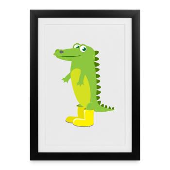 Child motif animal shirt green crocodile gift idea - Framed poster (27 × 37 cm) - black - Front