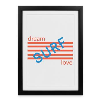 Dream Love Retro Stripes - Affiche encadrée (27 × 37 cm) - noir - Devant