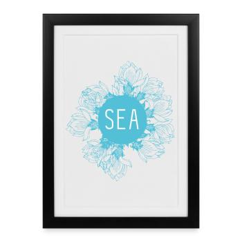 Sea Blossom Blue Sea Motif - Affiche encadrée (27 × 37 cm) - noir - Devant