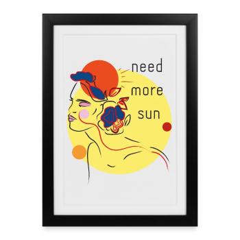 soleil d'été - Affiche encadrée (27 × 37 cm) - noir - Devant
