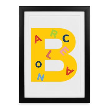 T-shirt Barcelone - Affiche encadrée (27 × 37 cm) - noir - Devant