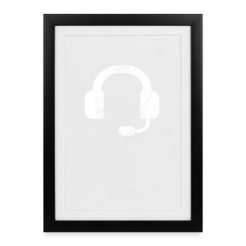 Casque / Casque / DJ / Gamer - Affiche encadrée (27 × 37 cm) - noir - Devant
