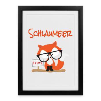 Children's motif: Schlaumeier Fuchs - Framed poster (27 × 37 cm) - black - Front