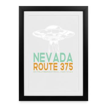 OVNI - Nevada Route 375 - Affiche encadrée (27 × 37 cm) - noir - Devant