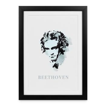 beethoven classique musique compositeur concert sourd pop - Affiche encadrée (27 × 37 cm) - noir - Devant