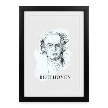 musician classical Beethoven deaf concert fan piano - Framed poster (27 × 37 cm) - black - Front