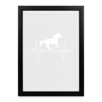 Silhouette du cheval battant de cœur - Affiche encadrée (27 × 37 cm) - noir - Devant