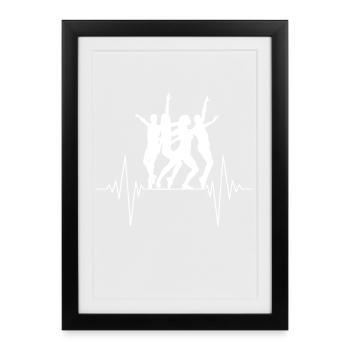 Dancing silhouettes in heart rhythm - Framed poster (27 × 37 cm) - black - Front