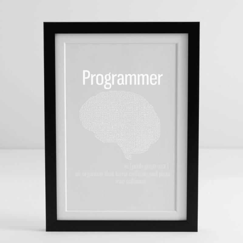 programmer brain pc computer definition pizza lo Framed poster (27 × 37 cm)