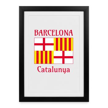 Barcelona flag in red white and yellow - Framed poster (27 × 37 cm) - black - Front